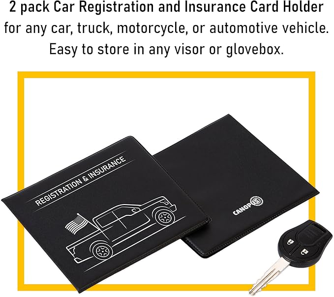 CANOPUS Auto Accessory Document Holder, 2 Pack (Black, PVC, Portable, EZ Pass Compatible)