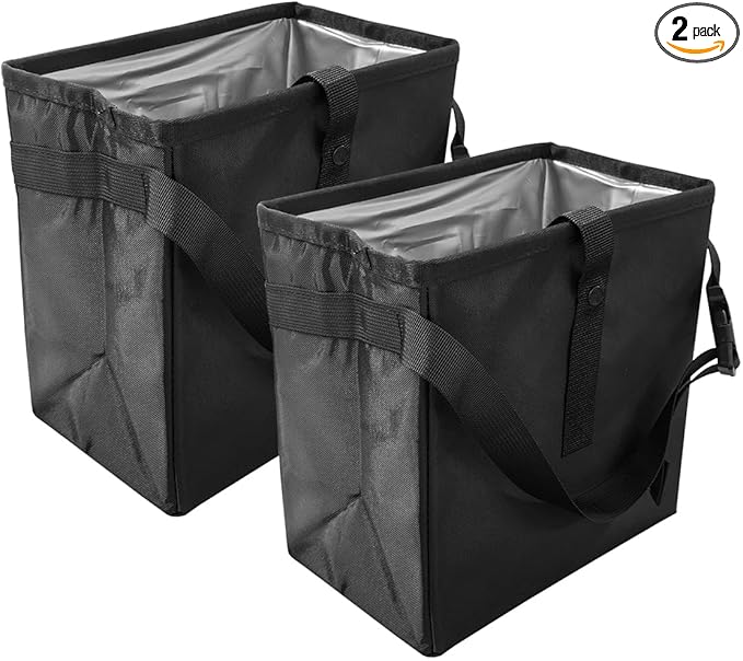 Open-Top Car Trash Can- Waterproof Leakproof Hanging Car Trash Bag Auto Garbage Can for Back Seat Organizer- Large Capacity Storage Bag Auto Garbage Bin Multipurpose for Cars SUV Truck (2PCS)