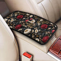 Red Floral Center Console Cover for Sedans Vans Truck Vehicles, SUVs Vintage Mushroom Black Arm Rest Cushion Pad Armrest Cushion Covering Padding Anti-Scratch Lid Covers