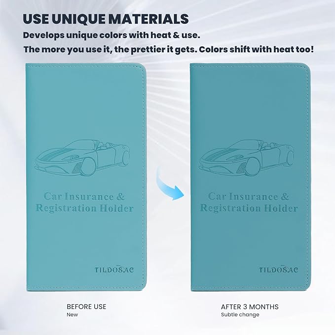 TILDOSAC Car Registration & Insurance Card Holder Leather Auto Glove Box Organizer Document Wallet with Magnetic Shut