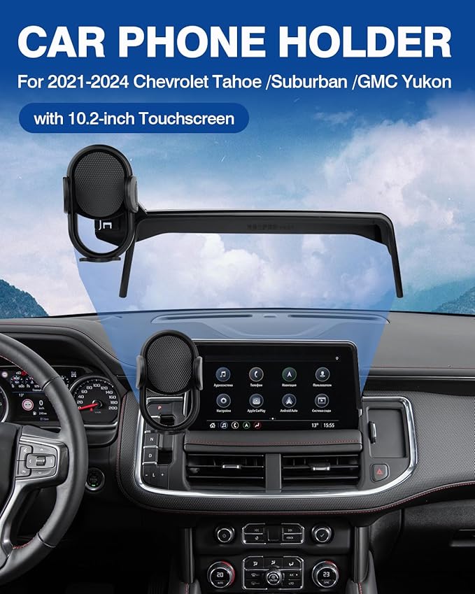 Autorder Car Phone Holder for 2021-2024 Chevrolet Tahoe/Suburban/GMC Yukon Accessories Phone Mount 10.2-Inch Screen Cell Phone Automobile Cradles Hands-Free 360 Degree Rotation