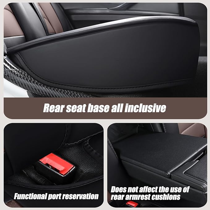 Universal 2 Front Seats Car Seat Cover, Fit for Most Cars, Nappa Leather Car Seat Cushion Super Breathable, Storage Bags, All Season, Car Seat Covers Full Set 3D Foam Back Support, Black Ash