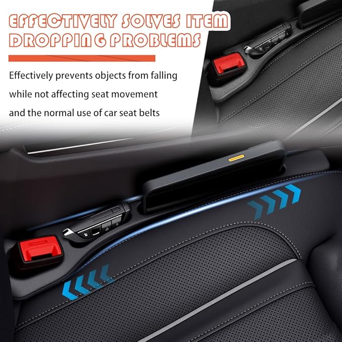 2PCS Car Seat Gap Filler Organizer with Storage Slots,Upgraded Car Gap Filler for Storing Phones,Keys,Items,Plug & Play No Drop Seat Guard for Cars Avoid Items Falling