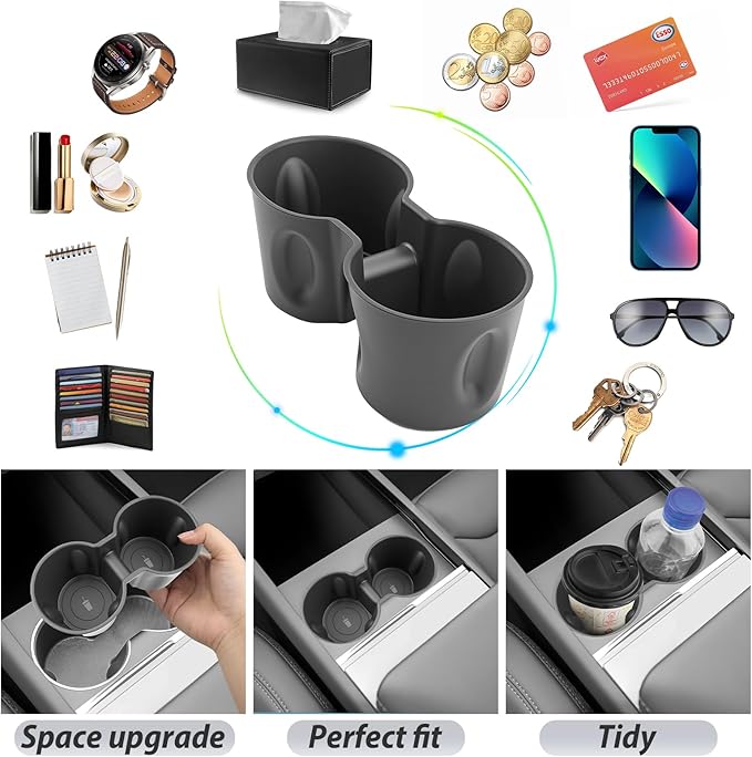 SKTU for 2025 2026 Tesla Model Y Cup Holder for 2025 2026 Tesla Model Y Central Control Cup Holder Tesla Model Y 2025 2026 Accessories Rubber Cup Pad 2025 2026 Model Y Non-Slip Pad