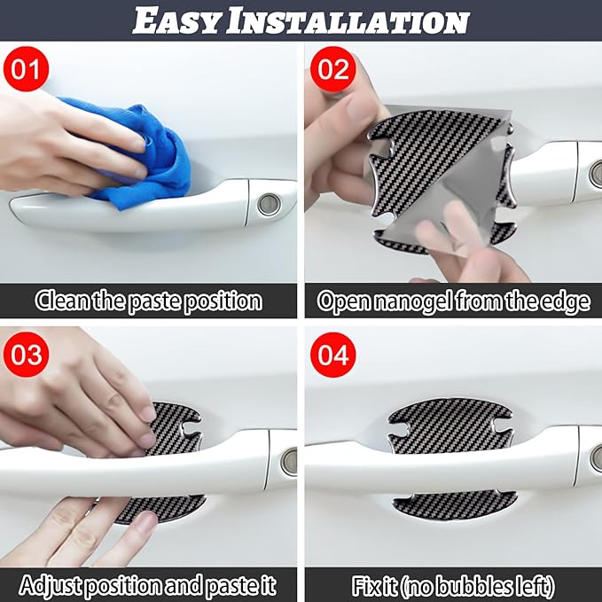 WORCAS Car Door Handle Cup Protective Sticker Auto Door Paint Guard Scratch Protection Films Universal Door Handle Cups Protective Pad (m+d)-8pcs