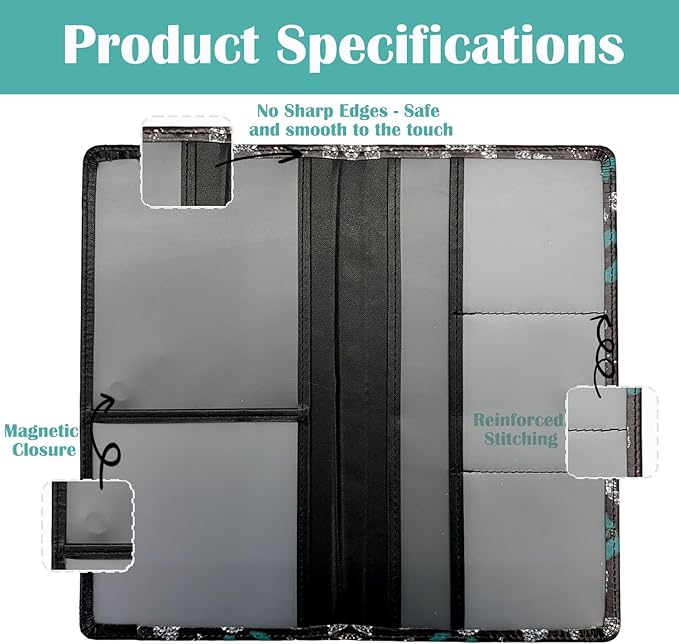 FinestHouse Car Registration and Insurance Holder with Magnetic Closure, Universal Document Organizer for License, Insurance Cards & Glove Box Storage (Leopard-Green and Silver)