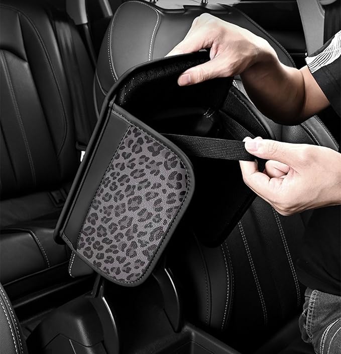 Forala Auto Center Console Pad PU Leather Car Armrest Seat Box Cover Protector Universal Fit (Dark Gray)