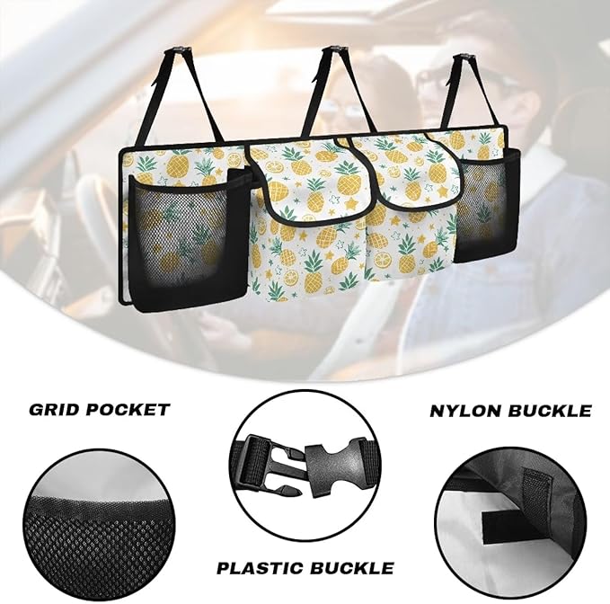 Trunk Organizer for Car Large Capacity Car Organizer, Pineapple Foldable Trunk Organizer for SUVs & Sedans, Space Saving Car Organization for Car Accessories, Tools, Sundries