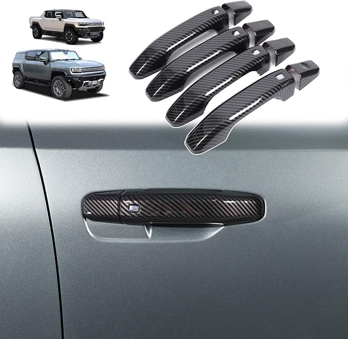 Suetlcoity for Hummer EV Car Door Handle Scratch Protectors 4PCS and Exterior Door Handle Cover 8PCS Compatible with Hummer EV Pickup SUV 2024 2025+