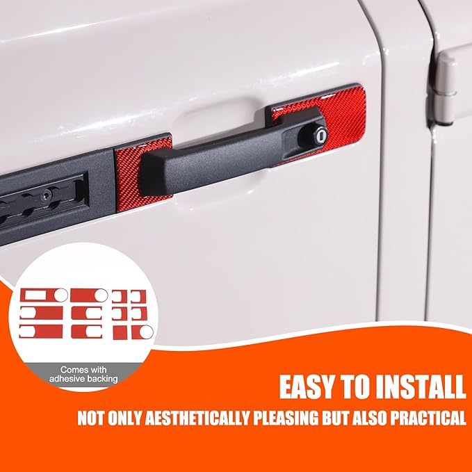 Tumukiw 12PCS Car Door Handle Scratch Protectors Compatible with INEOS Grenadier 2020-2024 Accessories, Soft Carbon Fiber Car Door Handle Panel Sticker Exterior Decoration (Red)