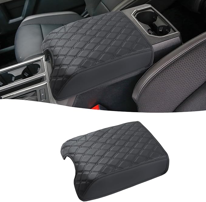 GIANT PANDA Custom Center Console Cover for Ford 2015-2020 F150 & 2017-2022 F250 F350 F450 & 2018-2024 Expedition,Waterproof Faux Leather Armrest Console Cover Protector,Black(Bucket Seat Only)