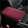 Car Center Console Pad, Waterproof PU Leather Auto Armrest Box Cover, Comfortable Vehicle Arm Rest Protector Cushion Pad for Car SUV, Universal Car Accessories (Wine Red)