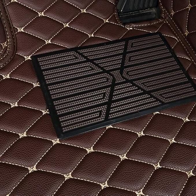 Car Floor Mats for 99% Cars, Trucks and SUVs Full Coverage Pads Protection Non-Slip Leather Floor Liners (Black/Beige)