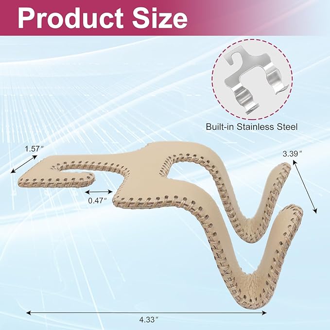 TISOHUGO Upgraded Headrest Hooks for Purses and Bags, 2 in 1 Car Back Seat Head Rest Hanger Matching Cars Interior Genuine Leather Vehicle Storage Holder Hook, 1 Pack, Brown