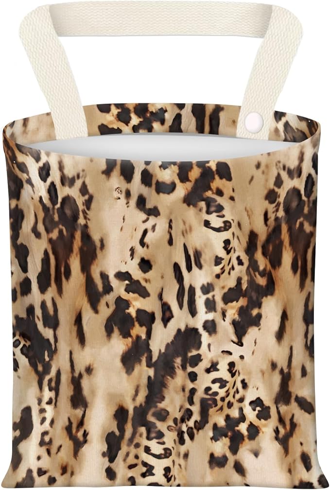 BEAKND Hanging Car Garbage Bag, Cute Car Trash Can Bag, Automotive Accessories for Women Men Retro Brown Animal Skin