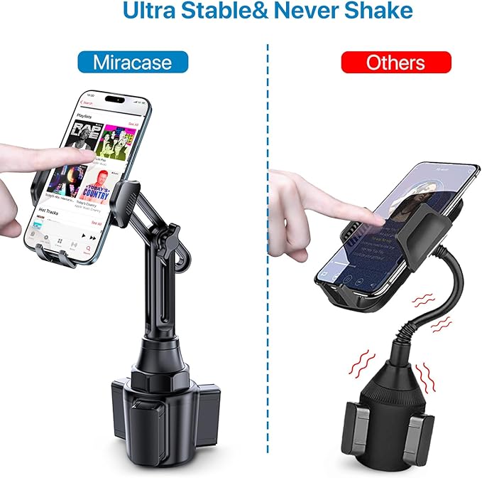 Miracase 2025 Upgraded Universal Cup Phone Holder for Car, [Rotatable & Adjustable] Long Neck Car Cup Holder Phone Mount Compatible with iPhone, Samsung, Google & More Smartphones