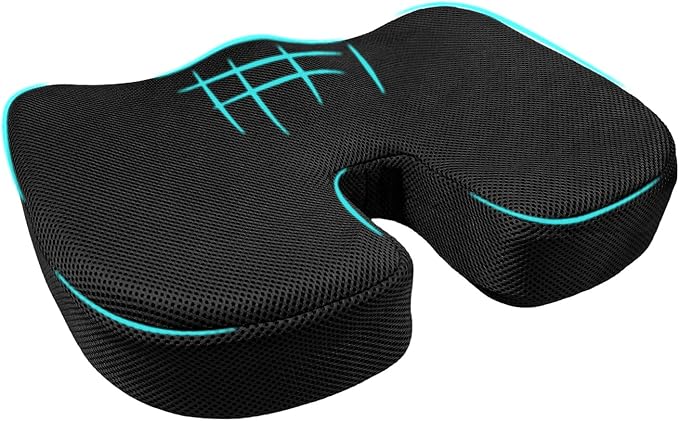 Car Seat Cushion, Memory Foam Cushion for Tailbone Pain & Sciatica Relief, Ergonomic Seat Cushion Comfortable Chair Relief Pillow for Car Office Wheelchair, car Accessories (Black, Mesh)