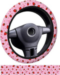Car Steering Wheel Cover, Universal 15 Inch Neoprene Non-Slip Steering Wheel Covers, Funny Car Accessories for Women Men Fit Auto, Suvs, Truck Cute Pink Cherry Strawberry