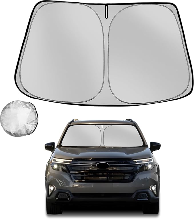 Fonowka Windshield Sun Shade for 2025 Su-baru Forester Foldable Sun Sunshade for Car Front Window Blocks UV Rays and Heat Automotive Interior Protector Custom Fit Accessories