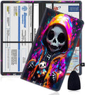 Car Registration Holder, PU Leather Vehicle Glove Box Organizer for Driver License, Document, Car Insurance Holder with Magnetic Shut, Auto Paperwork Wallet Case Accessories, Color Skull Boy