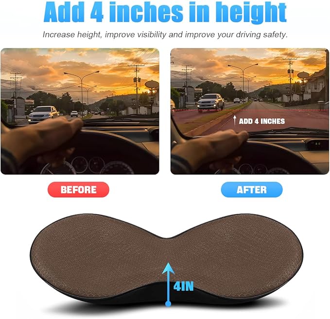 Car Seat Cushion, Memory Foam Auto Wedge Seat Pad, Comfort Low Back and Tailbone Sciatica Pain Relief Driving Pillow, Breathable Non Slip Orthopedic Support Pad, Universal for Men Women (Brown)