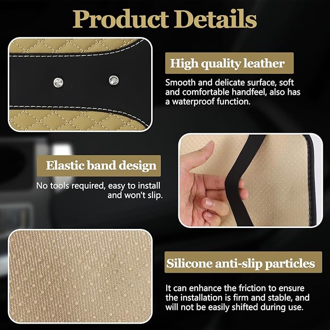 Bling Crown Car Center Console Cover, 12.7"×7.7" Armrest Cover for Cars, Waterproof Leather Arm Rest Box Pad Cushion, Universal Middle Console Cover Protector, Car Accessories (Beige)