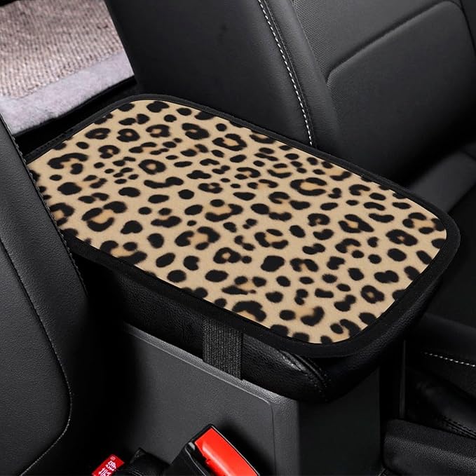 Car Center Console Cover Pad, Wild Animal Leopard Print Auto Armrest Pad Seat Box Cushion Car Interior Accessories Universal Fit for Most Vehicle Truck