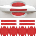Carbon Fiber Car Door Handle Cup Scratch Protectors, Vehicle Door Handle Bowl Sticker, Automotive Paint Guard Protective Film Cover Accessories, Universal for SUV Sedan Truck (Red)