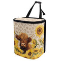 Highland Cow Car Trash Can Hanging Mini Auto Garbage Bin with Lid Washable Leak Proof Automotive Car Rubbish Bags for Back Front Seat，Car Interior Accessory