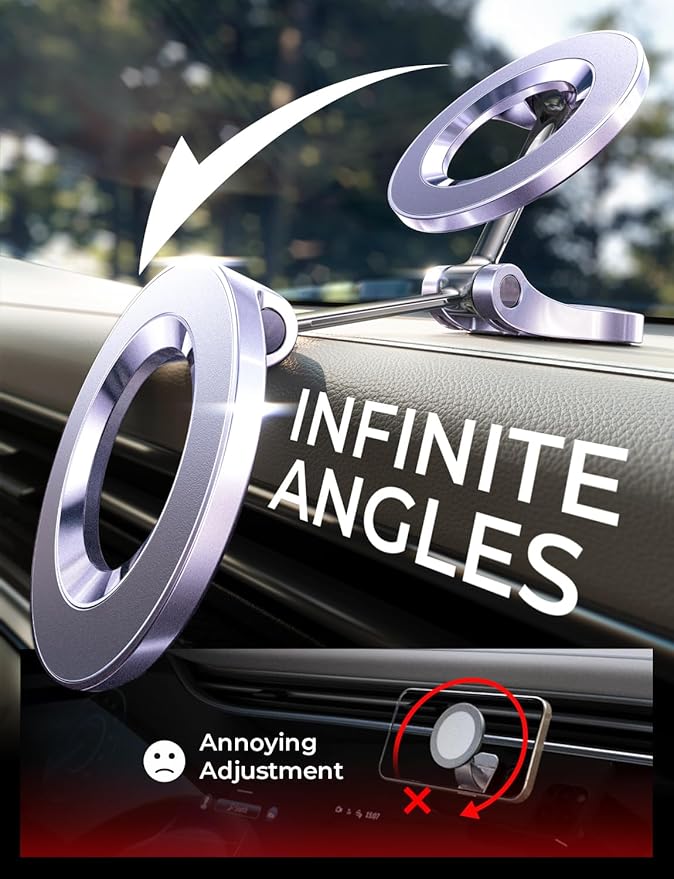 LISEN for iPhone MagSafe Car Mount, Cute Ultra Magnetic Phone Holder for Car Dashboard, Magnet Car Phone Mount for Dashboard Purple Car Accessories for iPhone17 Pro Max Air 16 15 14 13 12, Purple