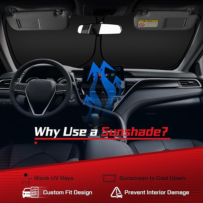 ARISMOTOR Windshield Sun Shade for Toyota Highlander (L LE XLE Limited Platinum) 2020-2025 2026, Custom Fit Foldable Front Window Sunshade Sun Visor Protector, Block UV Rays Keep Your Car Cooler