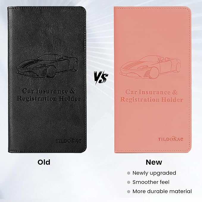 TILDOSAC Car Registration & Insurance Card Holder Leather Auto Glove Box Organizer Document Wallet with Magnetic Shut