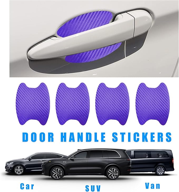Ziciner 4 PCS Car Door Handle Sticker, Carbon Fiber Texture Auto Door Handle Protective Films, Anti-Scratches Door Side Handle Paint Guard, Universal Vehicle Accessories for Most Cars