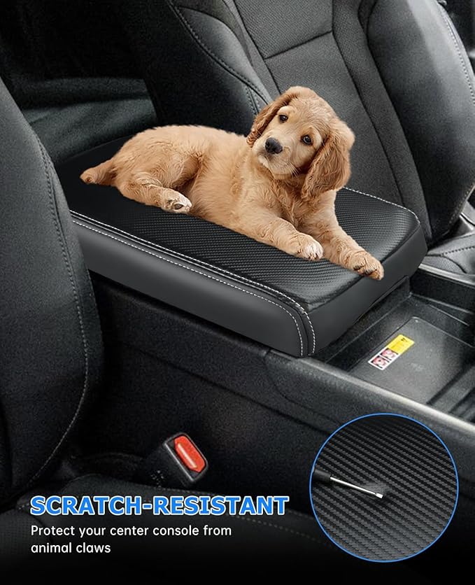 INTGET Center Console Cover for 2024 2025 2026 Lexus GX 550 Accessories Carbon Fiber Middle Arm Rest Cover for Lexus GX550 Accessories 2024 2025 2026 (Carbon Fiber with Thin Pad)