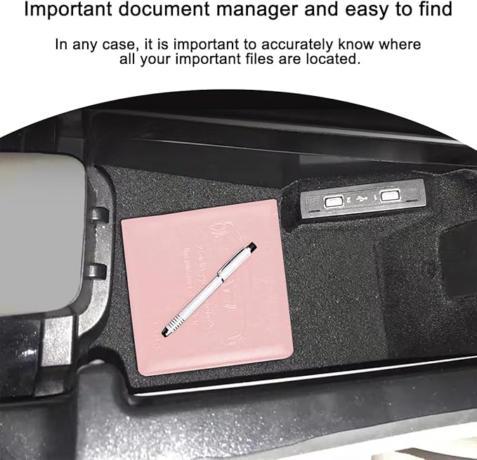 Car Registration and Insurance Holder, Vehicle Glove Box Organizer with Magnetic Closure, PU Leather Embossed Auto Card Document Holder Accessories, Universal for SUV, Truck, RV（Pink）