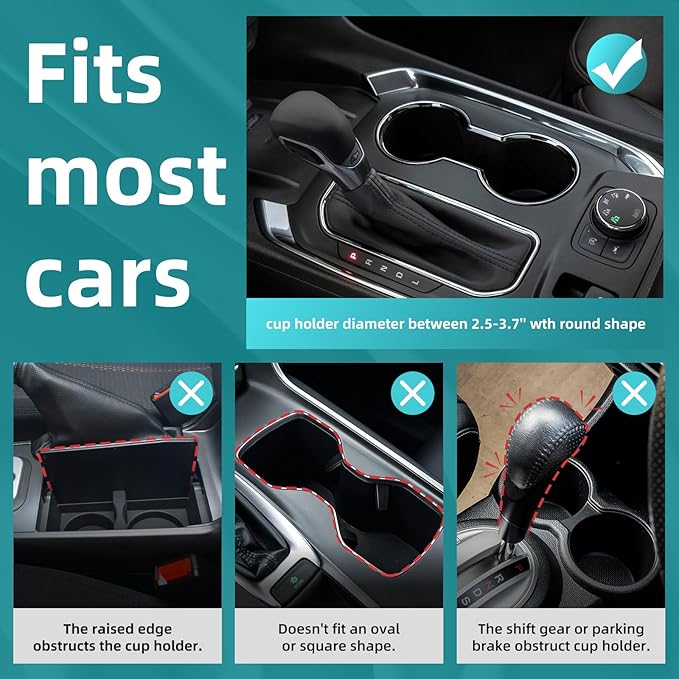 Car Cup Holder Expander Adapter with Offset Base, Cup Holder Extender for Car Compatible with Yeti 14/24/36oz, Hydro Flasks 32/40oz, Other Large Water Bottles and Mugs in 3.2"-4.0"