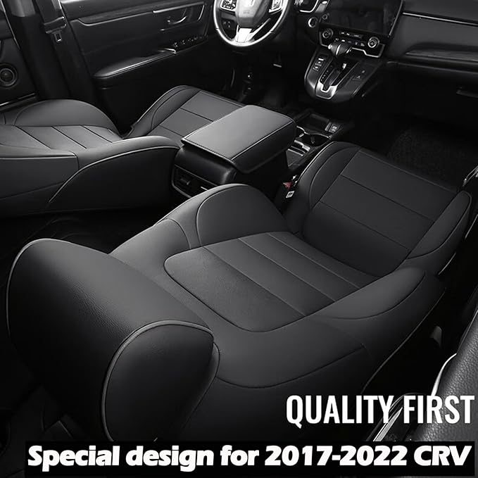 HKZ Fit CRV Car Seat Covers Full Set for Honda CR-V 2017 2018 2019 2020 2021 2022 Touring,EX,Sport,SE&EX-L - Leather (Black)