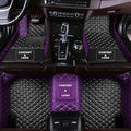 Custom Making Car Floor Mats for 98% Sedan SUV Sports Car Full Coverage Cute Pads Protection Non-Slip Leather Floor Liners (Black+Purple Side)