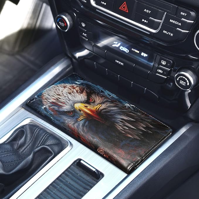 Eagle American Flag Memorial 4th Of July Independence Day Car Registration and Insurance Holder Vehicle Glove Box Organizer Car Accessories Wallet Case for Women Men 202a4885