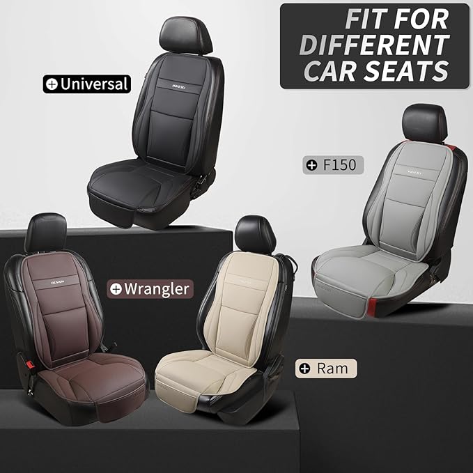 Gripure Car Seat Cover Protector for Front Seats – Waterproof, Breathable Faux Nappa Leather, Airbag Compatible, Dual Support for Waist & Legs, Universal Fit for Sedans, SUVs, Pickups (2pcs, Brown)