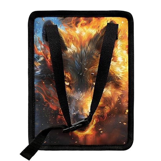 Fire Wolf Car Trash Can, Hanging Zipper Design Garbage Bin for Backseatnd Behind Center Console