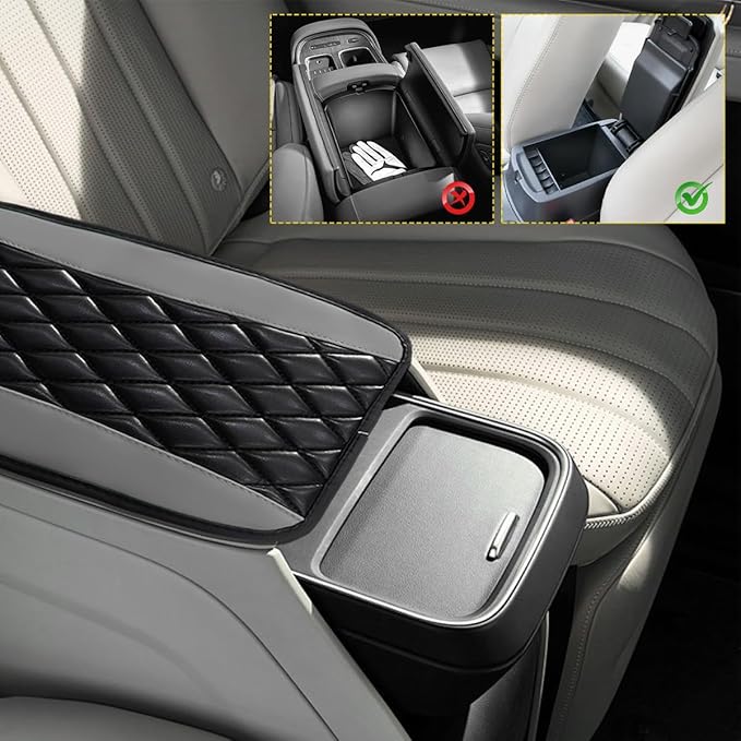 Car Center Console Cushion Pad, 12.6"×7.5" Waterproof Leather Armrest Seat Box Cover Protector, Soft Comfortable Anti-Scratch Arm Rest Console Pad for Most Cars Trucks SUVs (Gray)