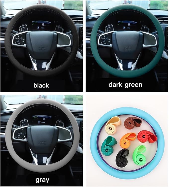 Cool Non-Slip Silicone Steering Wheel Protector, Car Steering Wheel Protective Cover, Non-Slip Car Steering Wheel Cover, Universal Fit Easy to Clean Steering Wheel Cover (deep Blue), RZX123