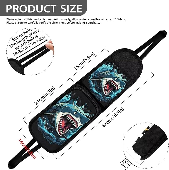 Crazy Shark Auto Seat Side Storage Hanging Bag Multi-Pocket Car Seat Side Storage Organizer Front Seat Phones, Drink, Stuff Holder for Cars, SUV & Truck