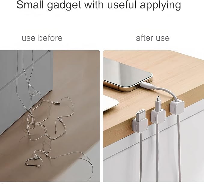 6 Pack Magnetic Cord Holder, Cord Organizer cratation Strong Adhesive Desk Cable Management Clips Organize Phone Charging Cable Wire Holder Neatly for Home,Office,Car,Nightstand.