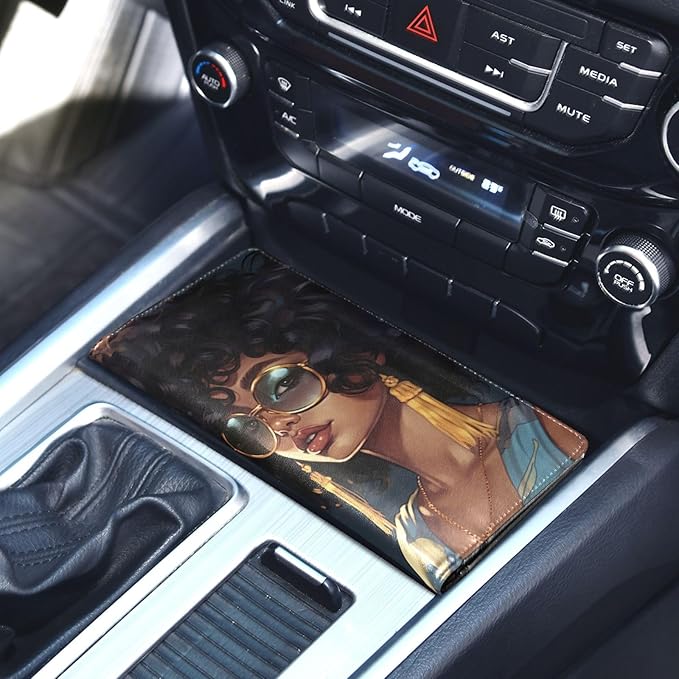 Africa American Black Pretty Girl Car Registration and Insurance Holder Vehicle Glove Box Organizer Car Accessories Wallet Case for Women Men 202a0007