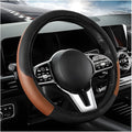 Elastic Steering Wheel Cover - Carbon Fiber Microfiber Leather Vehicle Steering Wheel Protector with Anti-Slip Lining - Black + Coffee, AD