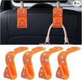 4PCS Bling Car Seat Headrest Hooks, Vehicle Back Seat Purse Handbag Hanging Holder with Crystal Rhinestone, Diamond Storage Organizer Hook, Universal Automotive Accessories (Orange)