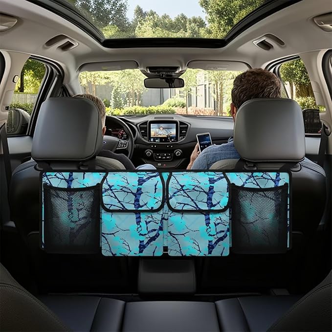 Car Trunk Organizer,Blue Tree Branch Camouflage Large Backseat Trunk Organizer,Collapsible Car Storage Bag,Auto Backseat Storage Bag Decoration for SUV/MPV/Truck