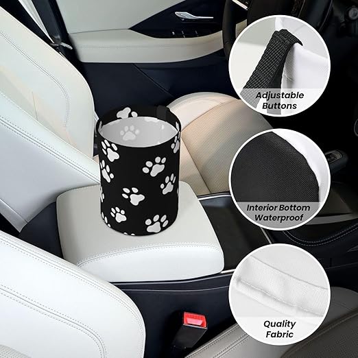 Dog and Cat Paw Print Car Trash Can Garbage Cans Foldable,Cute Hanging Car Organizer and Storage Bag Leak Proof, Auto Back Seat Trash Bin Universal for Truck, SUV, Outdoor Travel